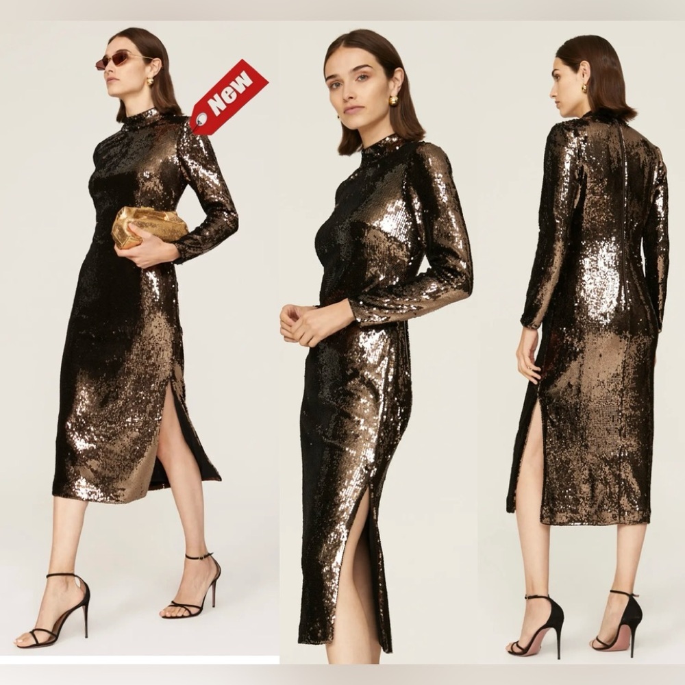 Ted Baker Womens Brookly Sequined Long Cocktail and Party Dress US 6 dark brown - Picture 15 of 15